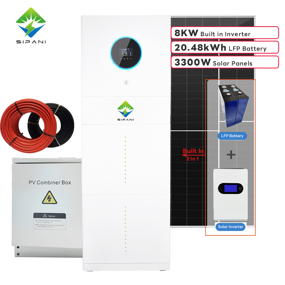 SIPANI Vertical All In One Sistema de armazenamento de energia 10kWh 15kWh 20kWh Bateria com inversor integrado de 5KW 8KW