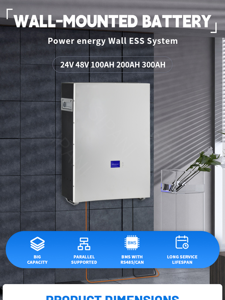 bateria de l&iacute;tio de montagem na parede