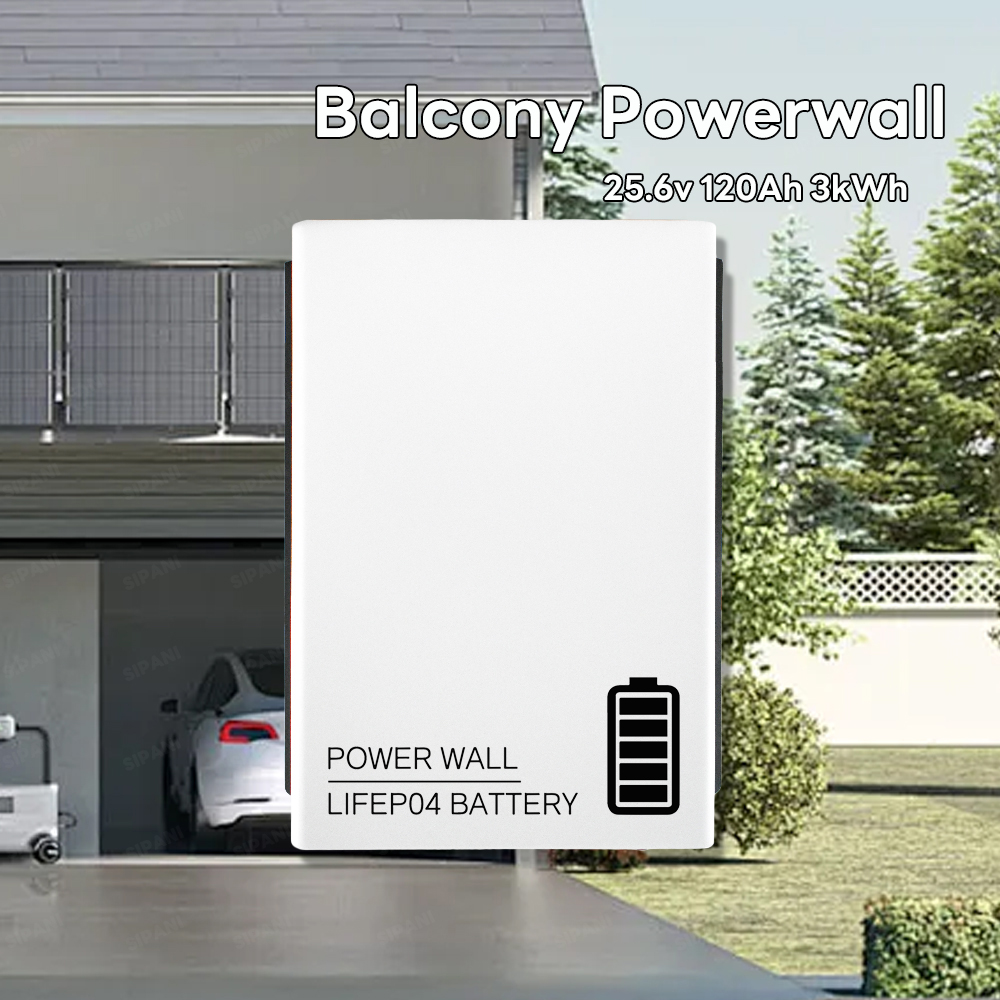 Sistema de painel solar com mini varanda da UE Micro 3kwh Bateria Powerwall Home Sistema completo de armazenamento de energia Micro inversor Varanda PV 24V 130Ah Bateria Lifepo4 montada na parede