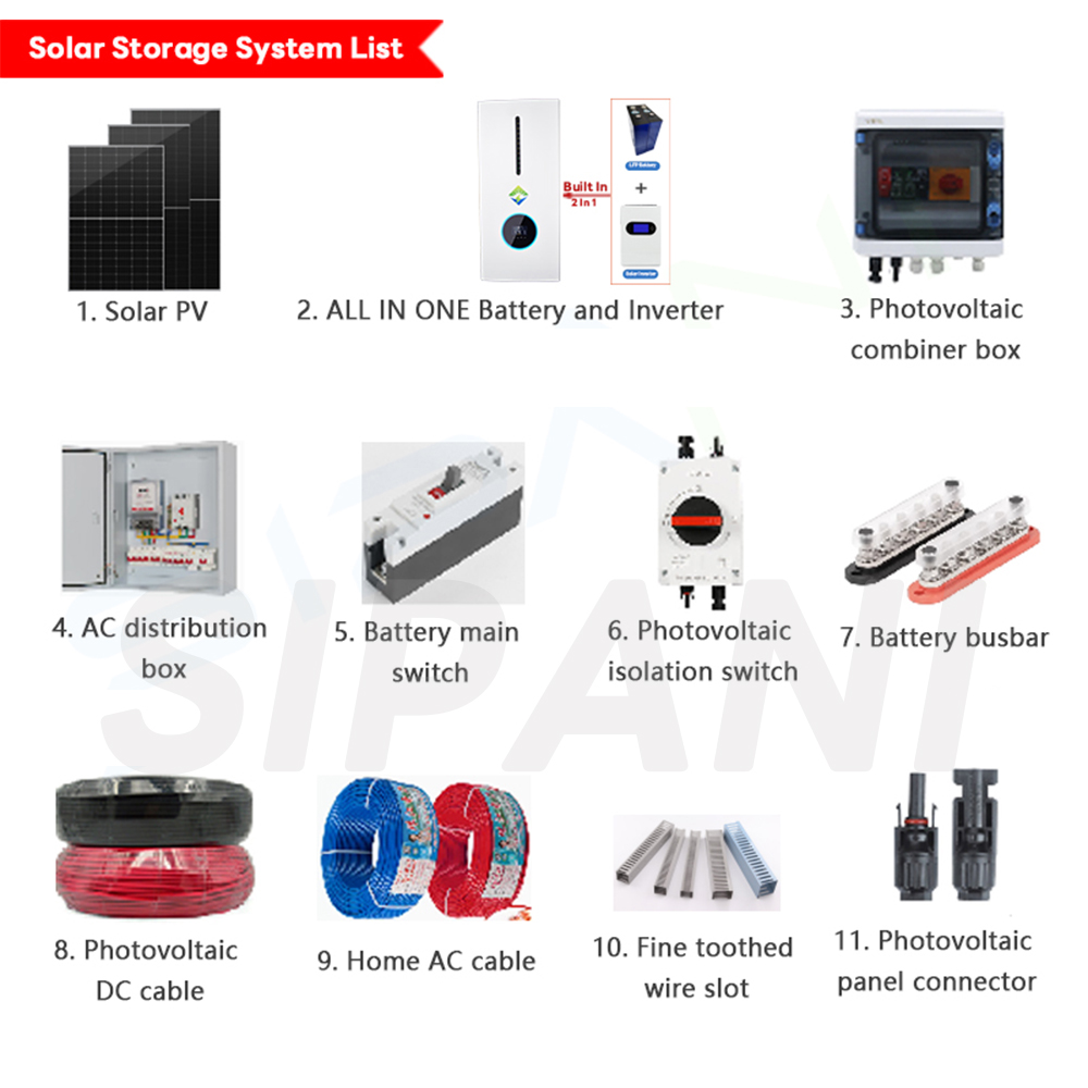 Armazenamento de energia solar montado na parede SIPANI, tudo em uma bateria e inversor