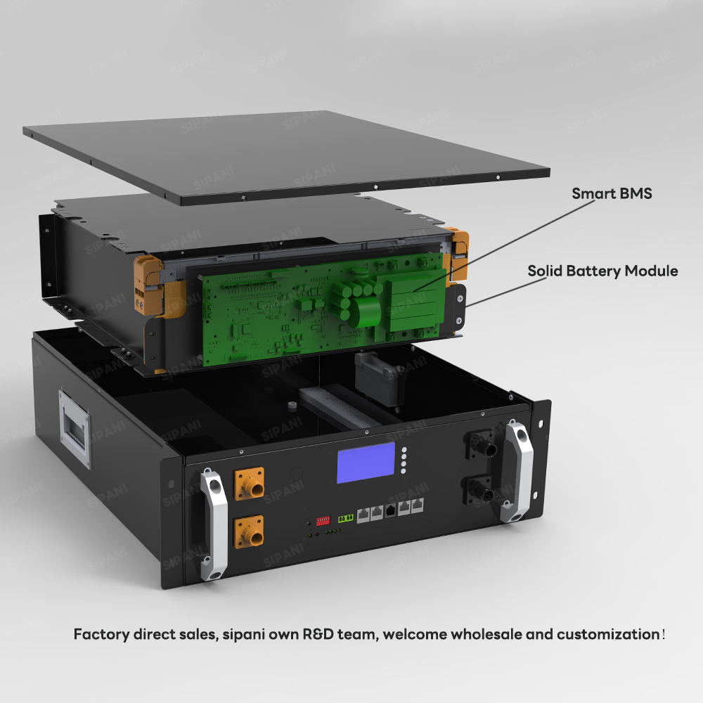 Sem inflamabilidade Bateria de estado sólido para armazenamento de energia doméstica ESS 48v 50ah 100ah 200ah Bateria de montagem em rack 51,2v 2,5kwh 5kwh 10kwh Lifepo4 Bateria de lítio
