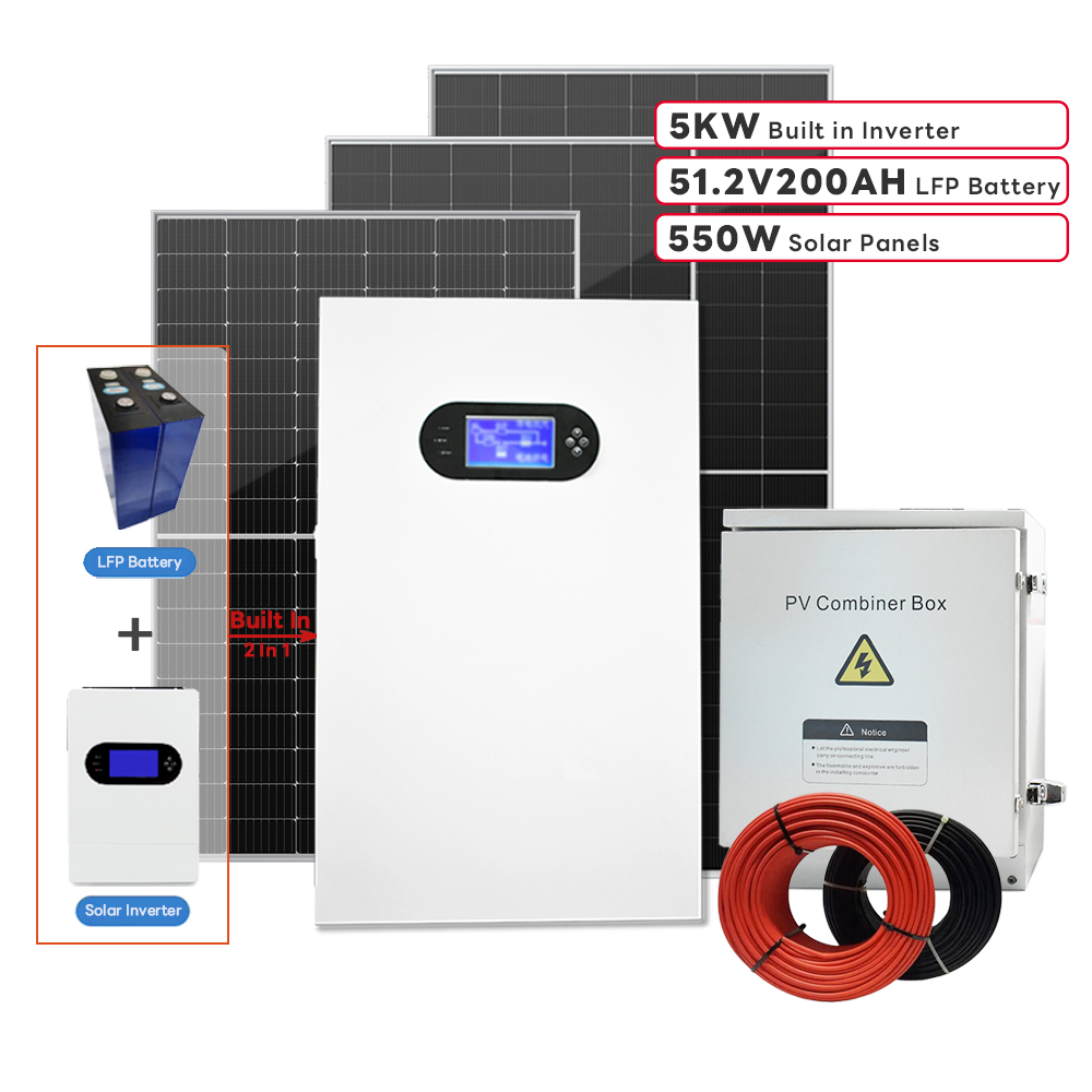 Powerwall tudo-em-um: inversor híbrido de 5Kva com bateria de lítio Lifepo4 integrada de 10kwh