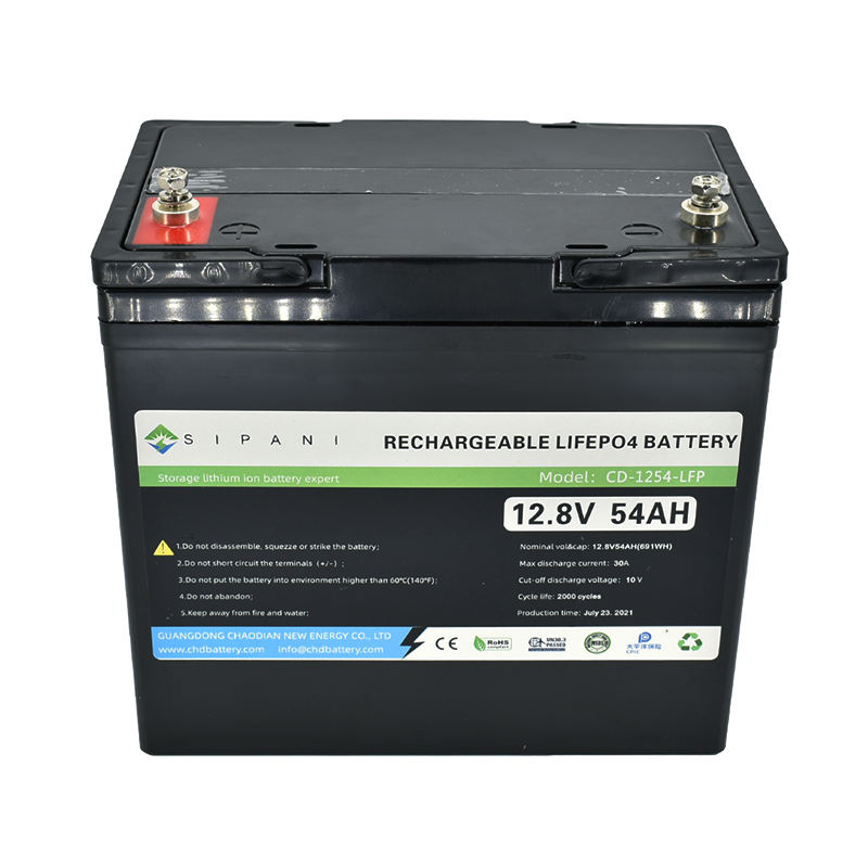 Bateria recarregável de ciclo profundo LiFePO4 Bms 12.8v 54ah Lifepo4 Bateria solar de lítio ferro fosfato para RV, fuzileiro naval, scooter infantil