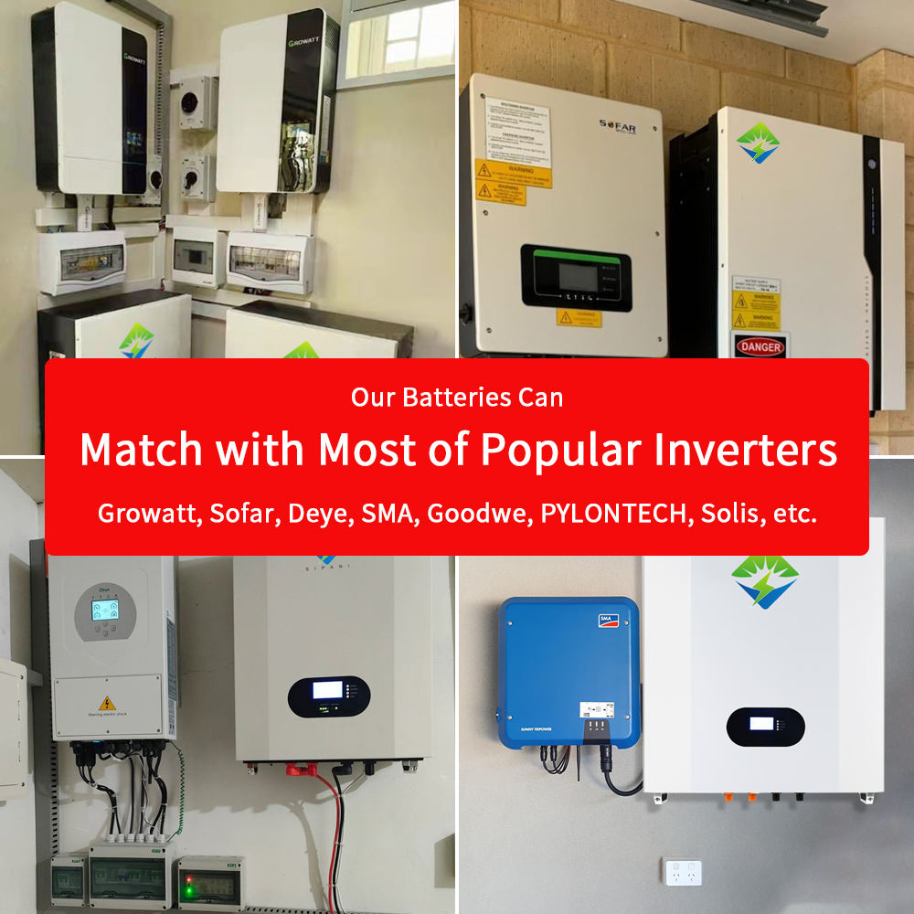 SIPANI Power Wall 5kwh 7kwh 10kwh 20kwh 48v 100ah 200ah Lifepo4 Bateria de íon de lítio Tesla Powerwall Bateria de armazenamento de energia solar